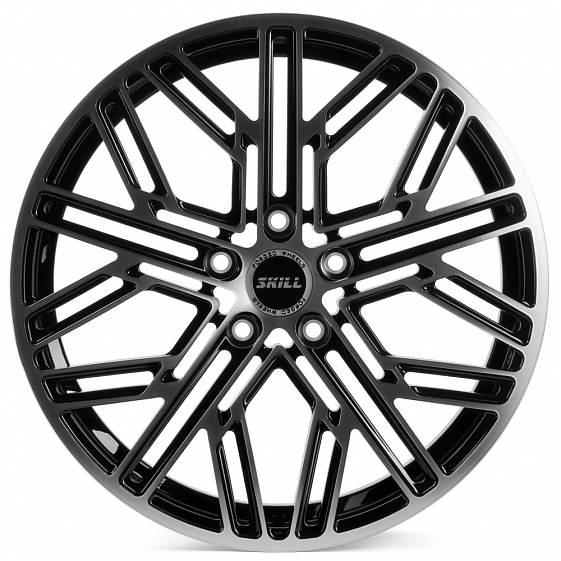 Кованые диски H230907B SKILL SL238 19 J8 ET41.5 5x120 66.1 чёрный + полированные спицы: Фото 1