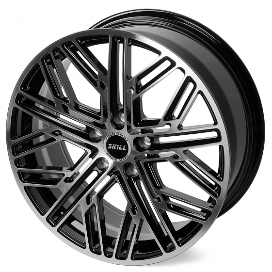 Кованые диски H230907B SKILL SL238 19 J8 ET41.5 5x120 66.1 чёрный + полированные спицы: Фото 3