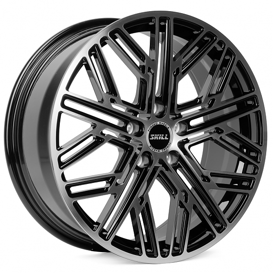Кованые диски H230907B SKILL SL238 19 J8 ET41.5 5x120 66.1 чёрный + полированные спицы: Фото 5
