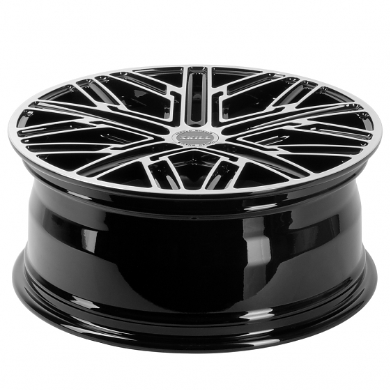 Кованые диски H230907B SKILL SL238 19 J8 ET41.5 5x120 66.1 чёрный + полированные спицы: Фото 6
