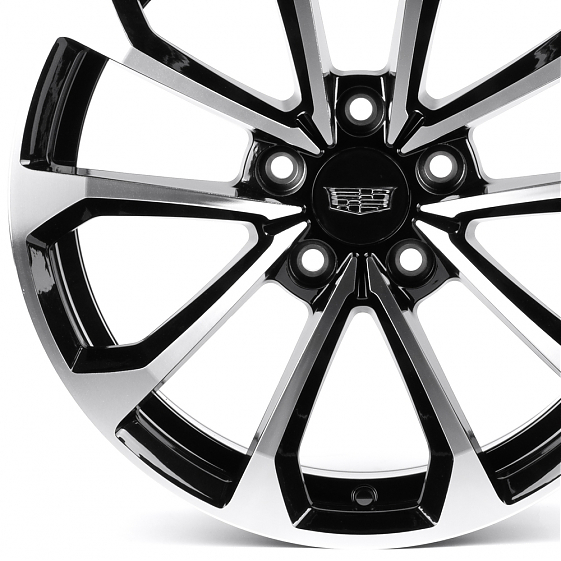Литые диски 82373 Cadillac IVF3411 17 J8 ET32 5x115 70.3 чёрный глянцевый + полированные спицы: Фото 2