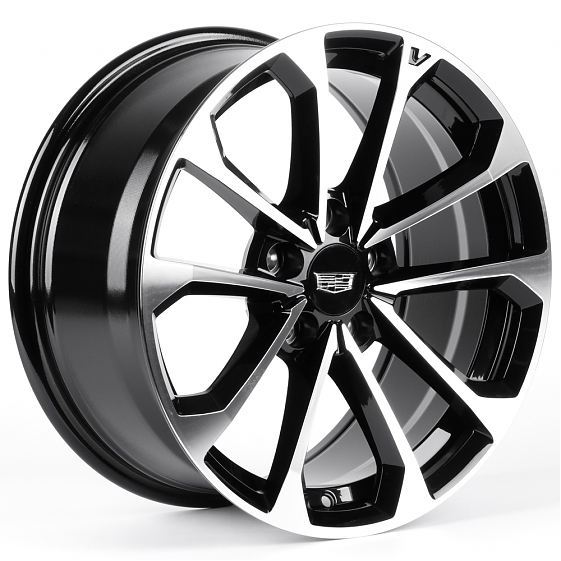 Литые диски 82373 Cadillac IVF3411 17 J8 ET32 5x115 70.3 чёрный глянцевый + полированные спицы: Фото 4
