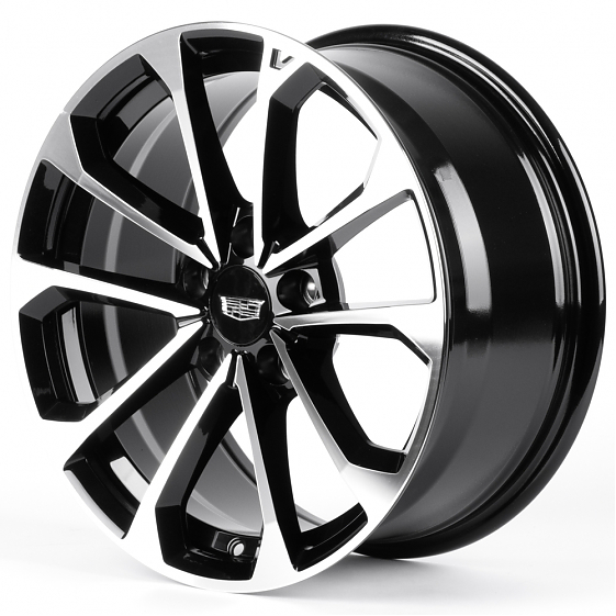 Литые диски 82373 Cadillac IVF3411 17 J8 ET32 5x115 70.3 чёрный глянцевый + полированные спицы: Фото 5