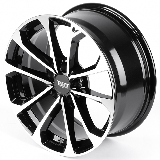 Литые диски 82373 Cadillac IVF3411 17 J8 ET32 5x115 70.3 чёрный глянцевый + полированные спицы: Фото 6
