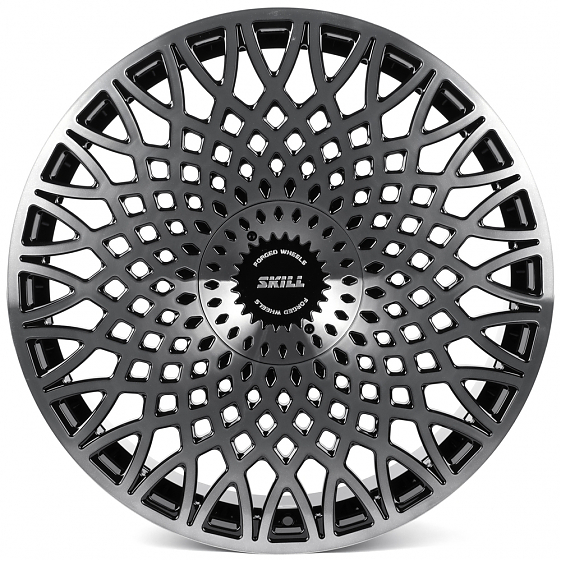 Кованые диски H260125N SKILL SV652-SV481 22 J9 ET40 6x139.7 77.8 чёрный глянцевый + полированные спи: Фото 1