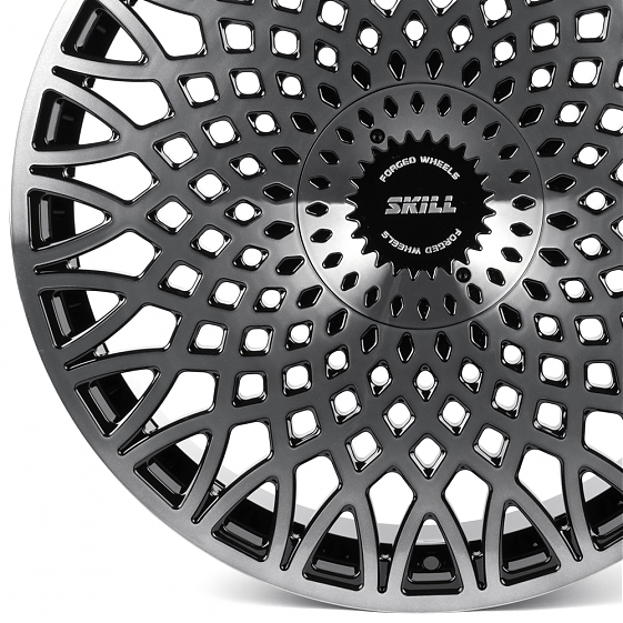 Кованые диски H260125N SKILL SV652-SV481 22 J9 ET40 6x139.7 77.8 чёрный глянцевый + полированные спи: Фото 2