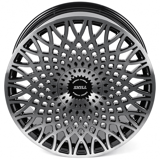 Кованые диски H260125N SKILL SV652-SV481 22 J9 ET40 6x139.7 77.8 чёрный глянцевый + полированные спи: Фото 3