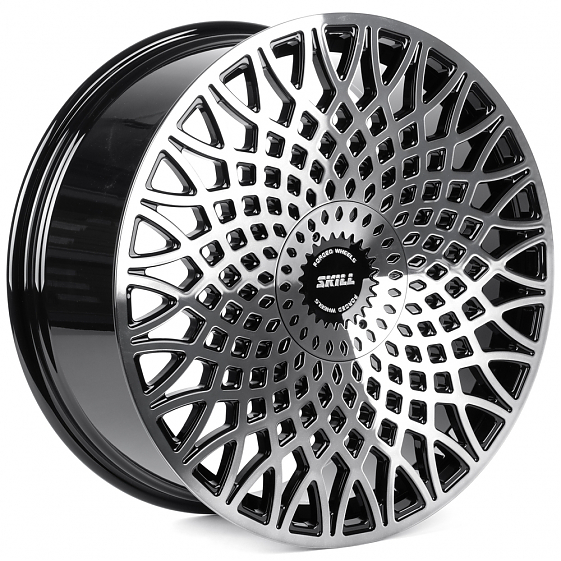 Кованые диски H260125N SKILL SV652-SV481 22 J9 ET40 6x139.7 77.8 чёрный глянцевый + полированные спи: Фото 4