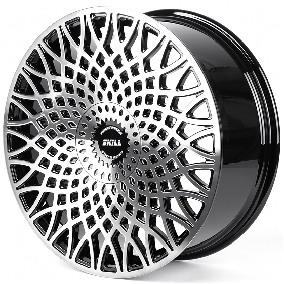 Кованые диски H260125N SKILL SV652-SV481 22 J9 ET40 6x139.7 77.8 чёрный глянцевый + полированные спи: Фото 5