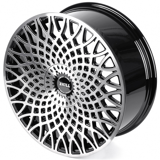 Кованые диски H260125N SKILL SV652-SV481 22 J9 ET40 6x139.7 77.8 чёрный глянцевый + полированные спи: Фото 6