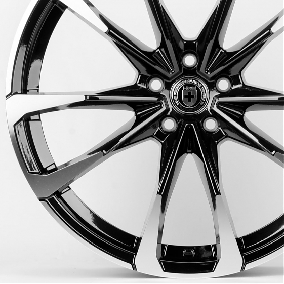 Литые диски 80667 HRE F028-DS216 20 J9 ET35 5x114.3 73.1 чёрный + полированные спицы: Фото 2