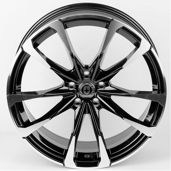 Литые диски 80667 HRE F028-DS216 20 J9 ET35 5x114.3 73.1 чёрный + полированные спицы: Фото 3