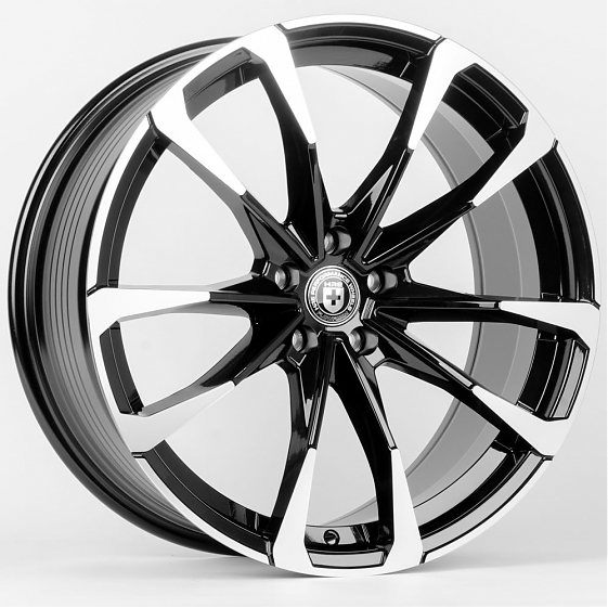 Литые диски 80667 HRE F028-DS216 20 J9 ET35 5x114.3 73.1 чёрный + полированные спицы: Фото 4