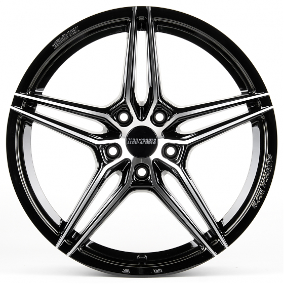Литые диски 81215 ZERO 2240-CS242 18 J8 ET40 5x114.3 73.1 чёрный глянцевый + полированные спицы: Фото 1