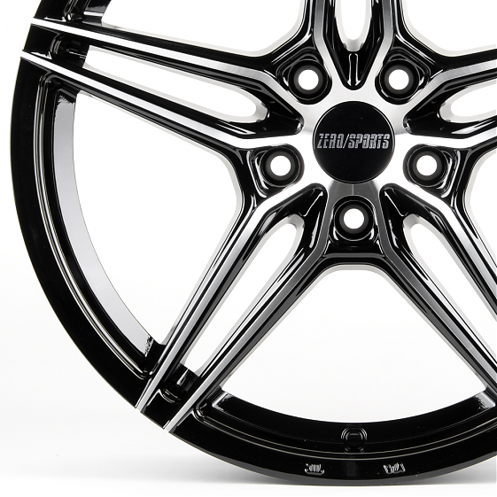 Литые диски 81215 ZERO 2240-CS242 18 J8 ET40 5x114.3 73.1 чёрный глянцевый + полированные спицы: Фото 2