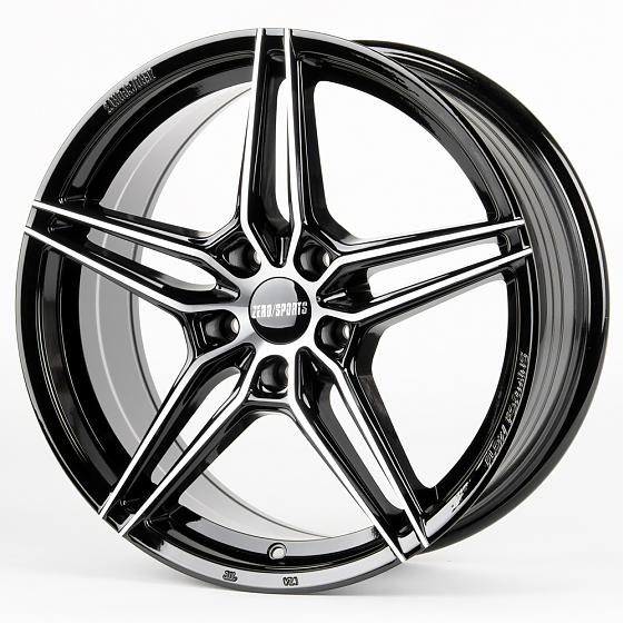 Литые диски 81215 ZERO 2240-CS242 18 J8 ET40 5x114.3 73.1 чёрный глянцевый + полированные спицы: Фото 5