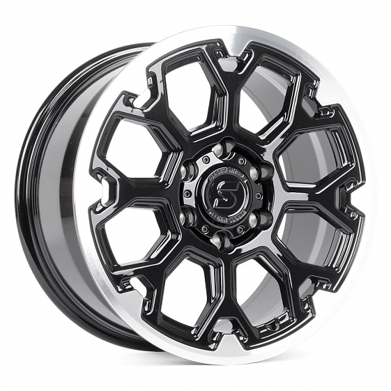 Кованые диски 231026J SKILL SV111-CS244 18 J9 ET45 6x139.7 95.1 чёрный глянцевый + полированный обод: Фото 4