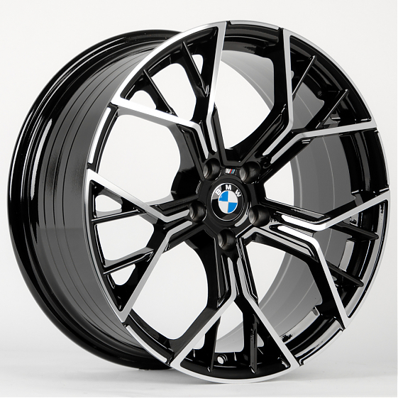 Литые диски 80337 BMW 5084X-SL066 19 J9.5 ET40 5x112 66.6 чёрный + полированные спицы: Фото 4