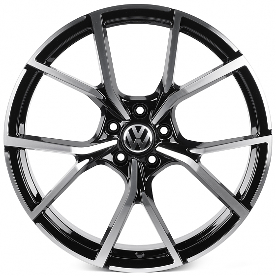 Кованые диски H250925V SKILL SL665-SK333 20 J9 ET33 5x112 66.6 чёрный глянцевый + полированные спицы: Фото 1