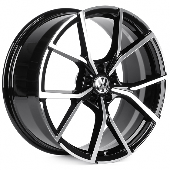 Кованые диски H250925V SKILL SL665-SK333 20 J9 ET33 5x112 66.6 чёрный глянцевый + полированные спицы: Фото 4