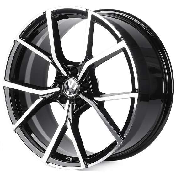 Кованые диски H250925V SKILL SL665-SK333 20 J9 ET33 5x112 66.6 чёрный глянцевый + полированные спицы: Фото 5