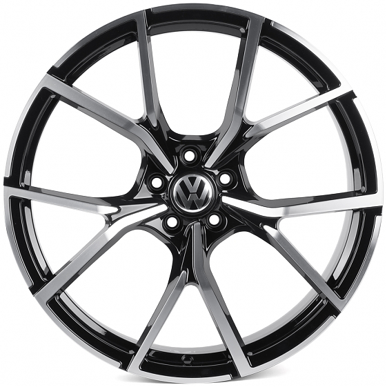Кованые диски H250925U SKILL SL665-CS428 21 J9.5 ET31 5x112 66.6 чёрный глянцевый + полированные спи: Фото 1