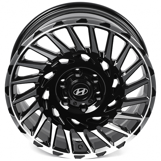Кованые диски H250327A1 SKILL SV093-SV449 20 J8 ET48 6x139.7 92.5 чёрный глянцевый + полированные сп: Фото 3