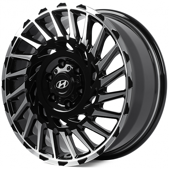 Кованые диски H250327A1 SKILL SV093-SV449 20 J8 ET48 6x139.7 92.5 чёрный глянцевый + полированные сп: Фото 4