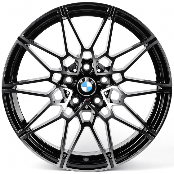 Литые диски 82519 BMW XF022 18 J8 ET30 5x112 66.6 чёрный глянцевый + полированные спицы + тёмный лак: Фото 1
