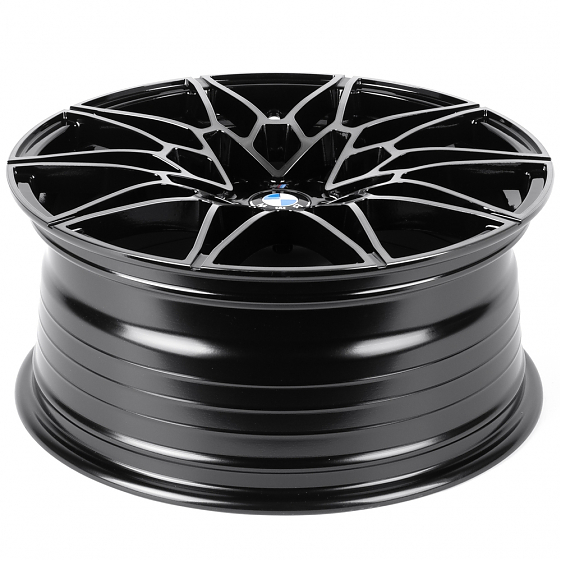 Литые диски 82519 BMW XF022 18 J8 ET30 5x112 66.6 чёрный глянцевый + полированные спицы + тёмный лак: Фото 7